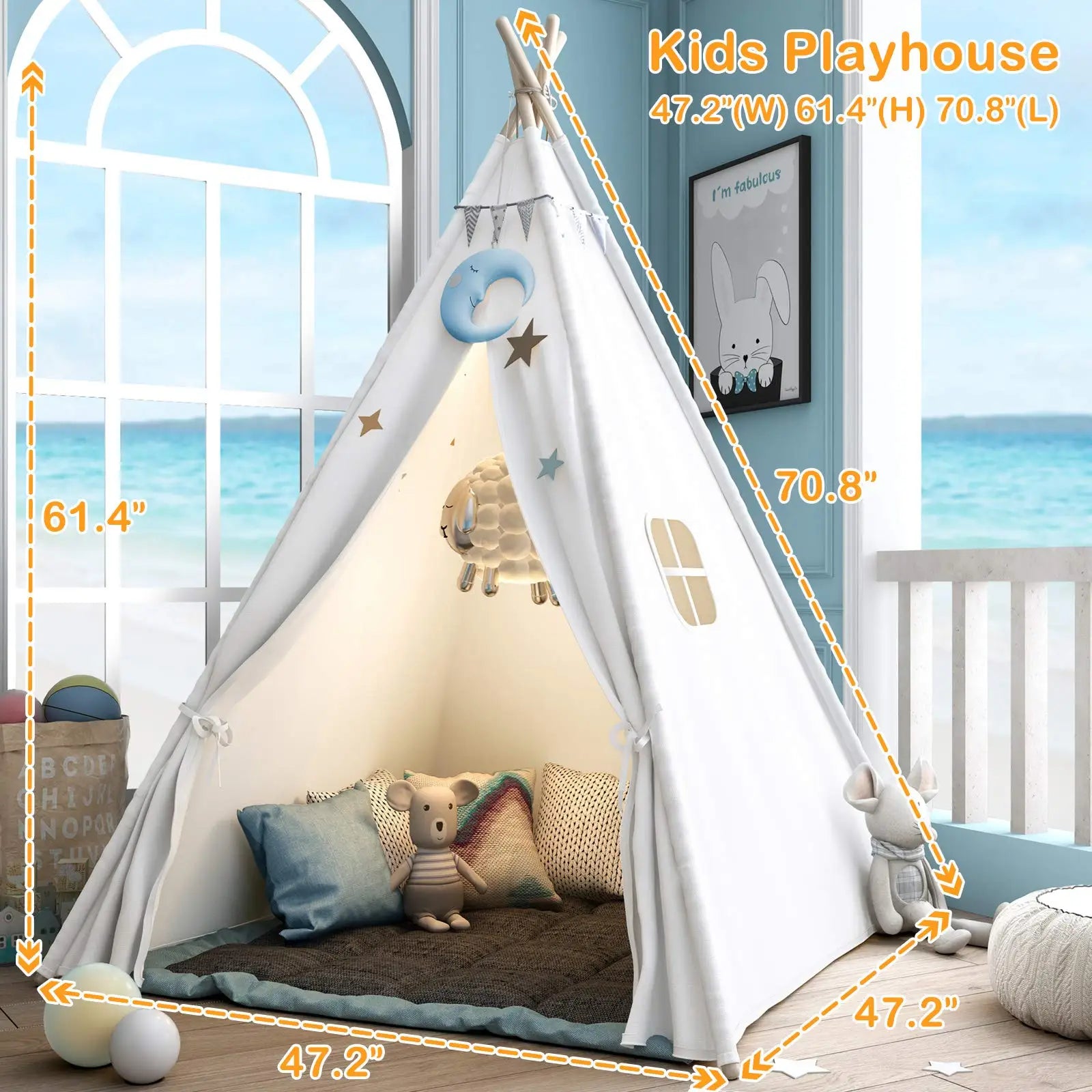 Collapsible children's tent suitable for girls and boys, washable indoor tent, comfortable reading corner, and room decoration